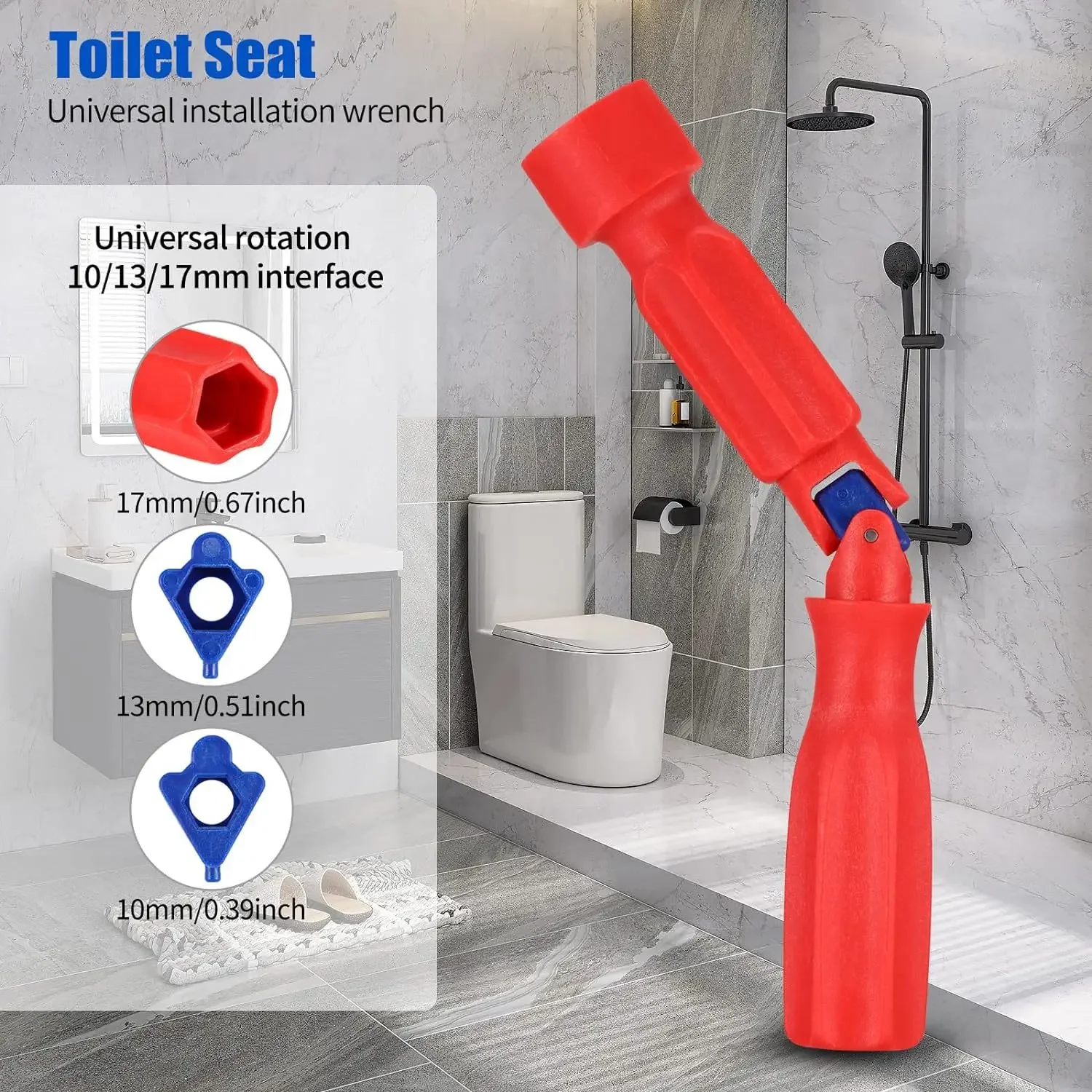 17/13/10mm Toilet Seat Repair Wrench for Non-Metal Fittings - Image 3