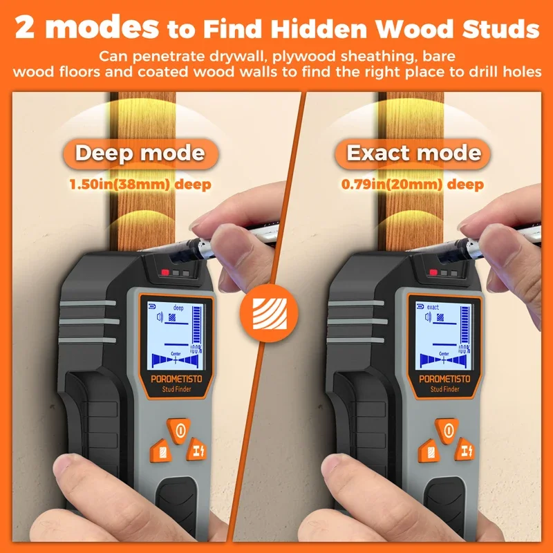 POROMETISTO 6-in-1 Electronic Stud Finder Wall Scanner with LCD Screen - Image 6