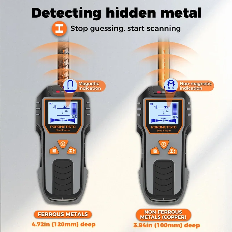 POROMETISTO 6-in-1 Electronic Stud Finder Wall Scanner with LCD Screen - Image 5