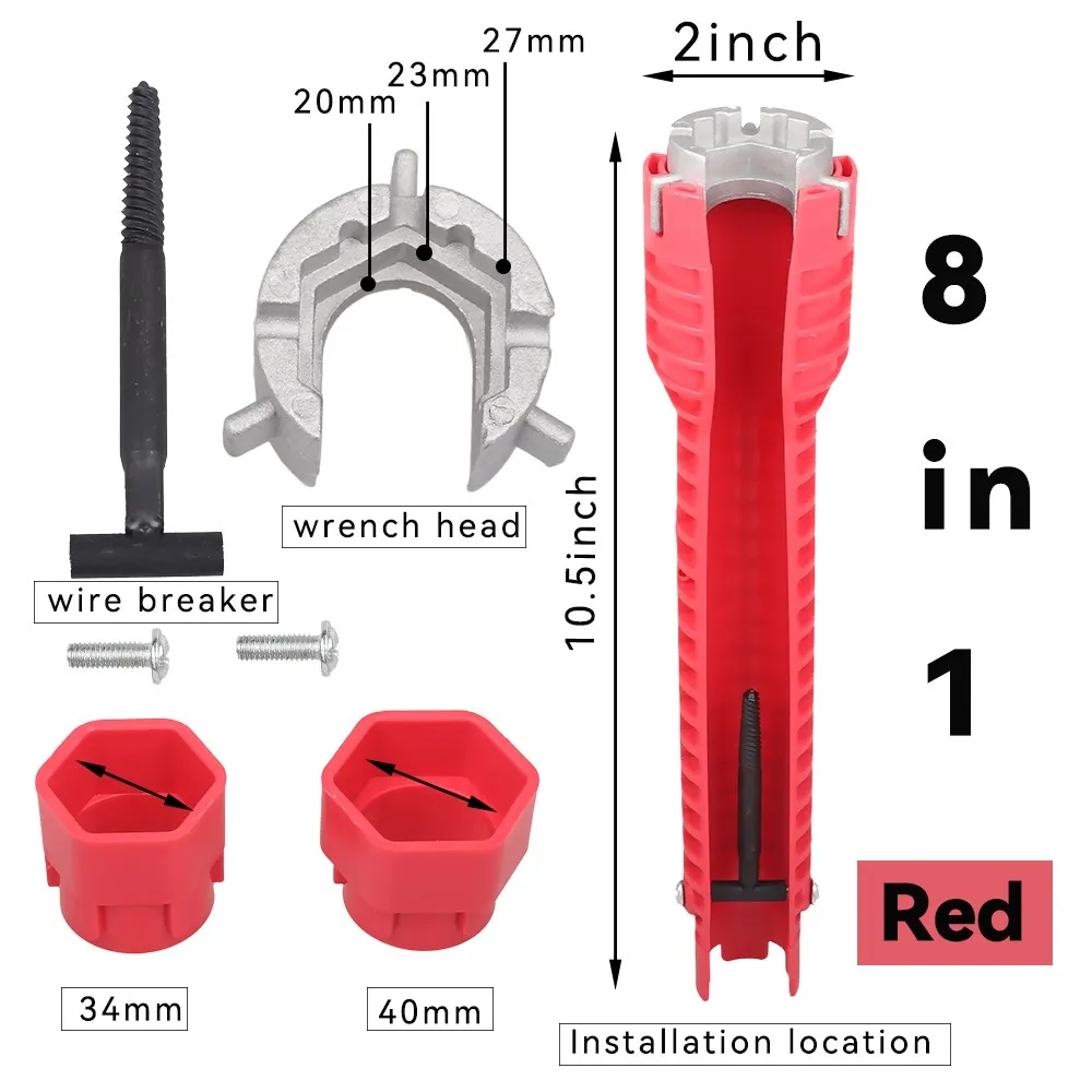 Onnfang 8-in-1 Flume Wrench Anti-Slip Kitchen Sink Repair Tool (Alloy, Double-Ended) - Image 10