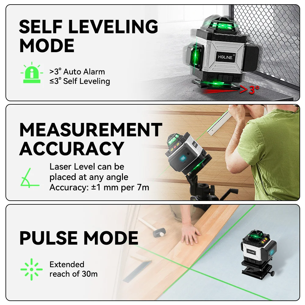 HGLINE 16-Line 4D Laser Level with App Remote Control (Vertical & Horizontal) - Image 5