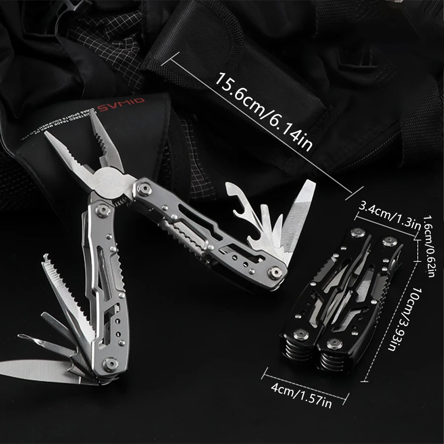 Stainless Steel Folding Pocket Multitool Knife & Pliers - Image 2